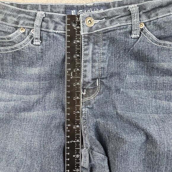 Women's Slim Fit Mid Rise Straight Tapered Leg Blue Jeans Size 12 Stretch Ankle - Picture 8 of 11